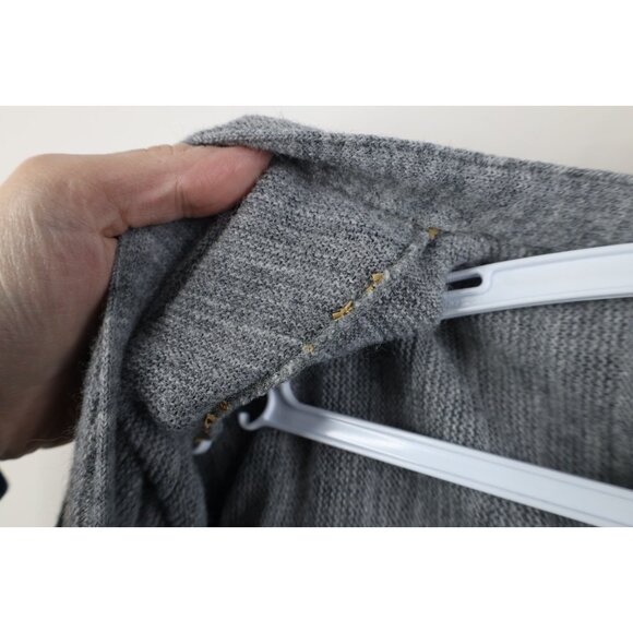 Vtg 70s Streetwear Mens XLT Blank Striped Ribbed Knit Cardigan Sweater Gray USA - Picture 8 of 14